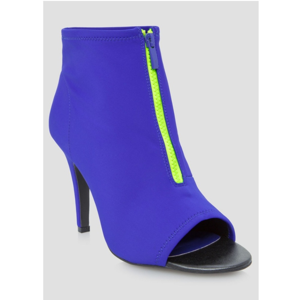 Aldo Blue Crocilone Zip Peep Toe Bootie Heels
